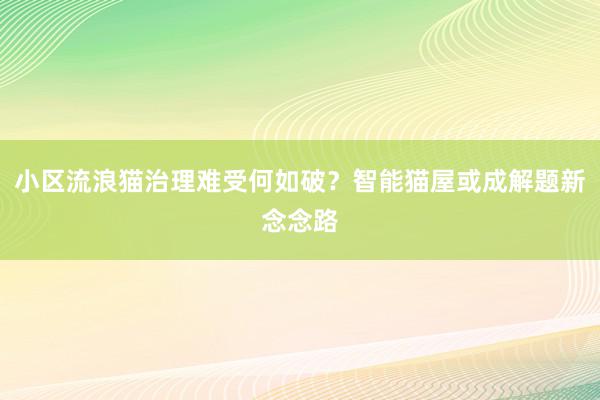 小区流浪猫治理难受何如破？智能猫屋或成解题新念念路