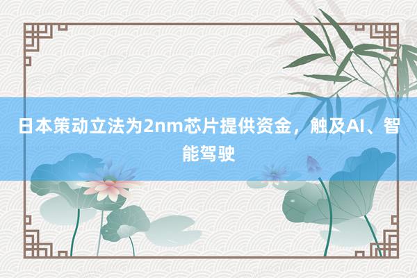 日本策动立法为2nm芯片提供资金，触及AI、智能驾驶