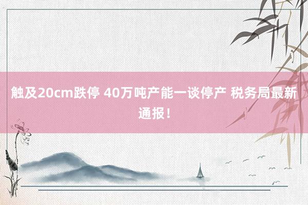 触及20cm跌停 40万吨产能一谈停产 税务局最新通报！