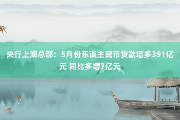 央行上海总部：5月份东谈主民币贷款增多391亿元 同比多增7亿元