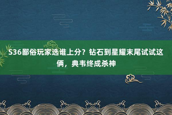 S36鄙俗玩家选谁上分？钻石到星耀末尾试试这俩，典韦终成杀神