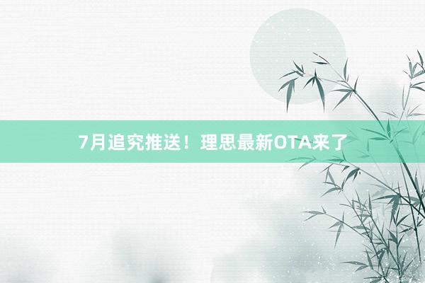 7月追究推送！理思最新OTA来了