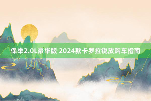 保举2.0L豪华版 2024款卡罗拉锐放购车指南