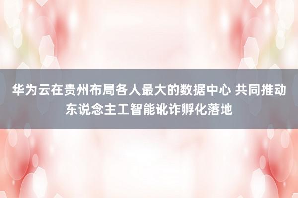 华为云在贵州布局各人最大的数据中心 共同推动东说念主工智能讹诈孵化落地