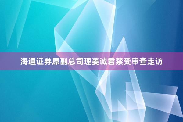 海通证券原副总司理姜诚君禁受审查走访