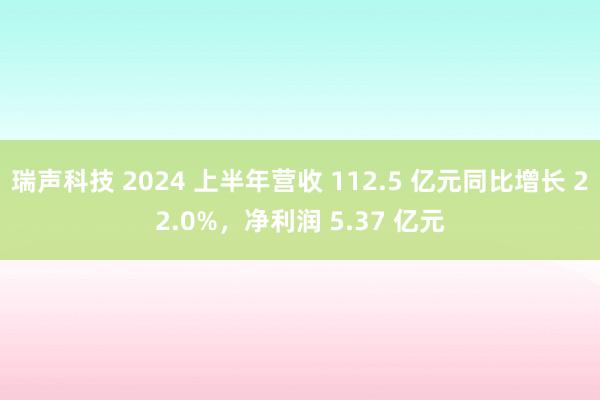 瑞声科技 2024 上半年营收 112.5 亿元同比增长 22.0%，净利润 5.37 亿元