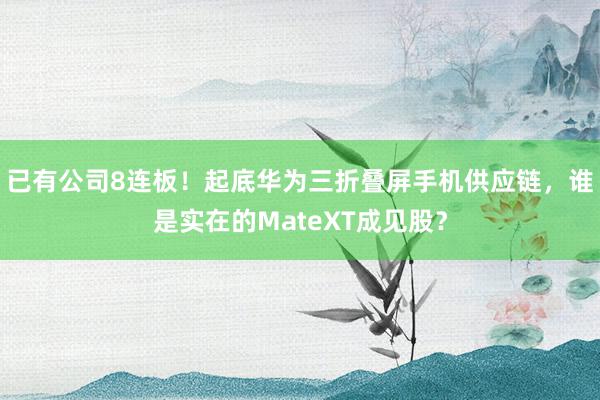 已有公司8连板！起底华为三折叠屏手机供应链，谁是实在的MateXT成见股？