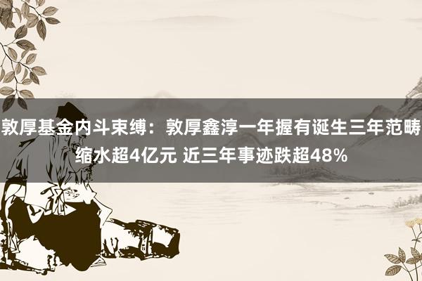 敦厚基金内斗束缚：敦厚鑫淳一年握有诞生三年范畴缩水超4亿元 近三年事迹跌超48%