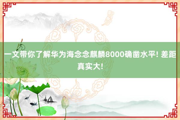 一文带你了解华为海念念麒麟8000确凿水平! 差距真实大!