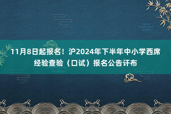 11月8日起报名！沪2024年下半年中小学西席经验查验（口试）报名公告讦布