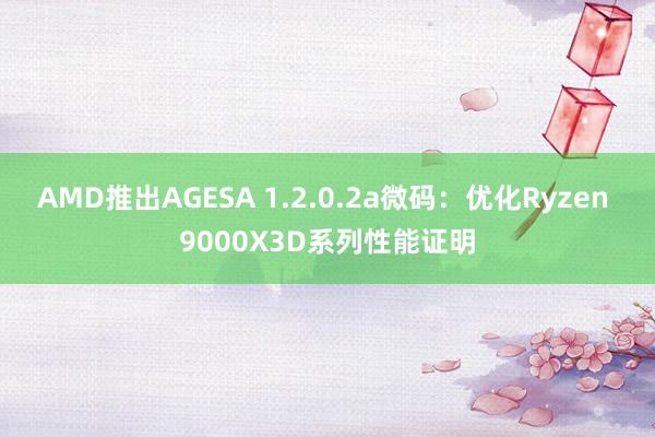 AMD推出AGESA 1.2.0.2a微码：优化Ryzen 9000X3D系列性能证明